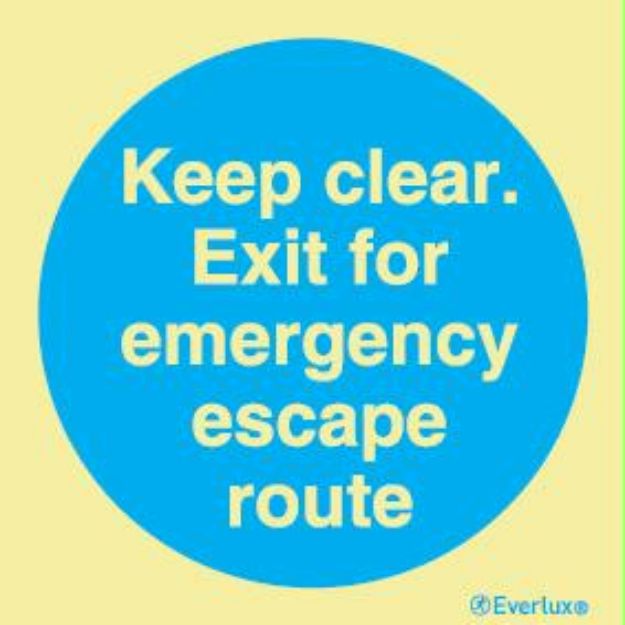 Fire and Watertight door sign Keep clear. Exit for emergency escape route